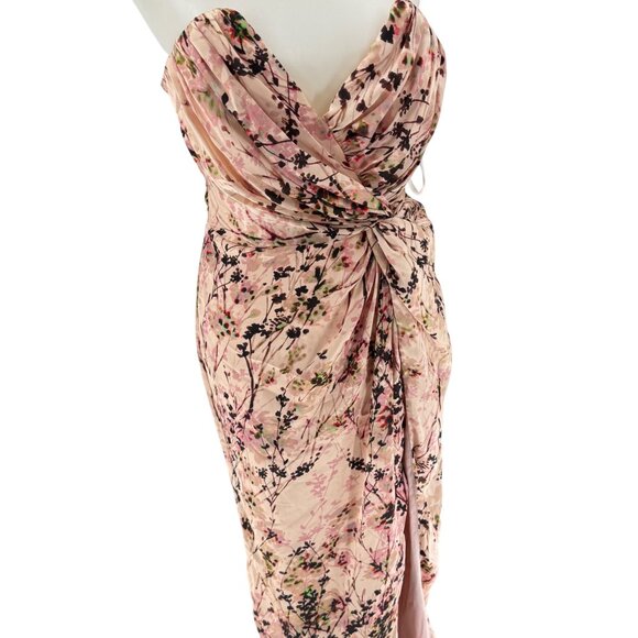 Katie May Los Angeles Floral Print Strapless Gown Pink Multicolor M 100% Polyest - Picture 4 of 12